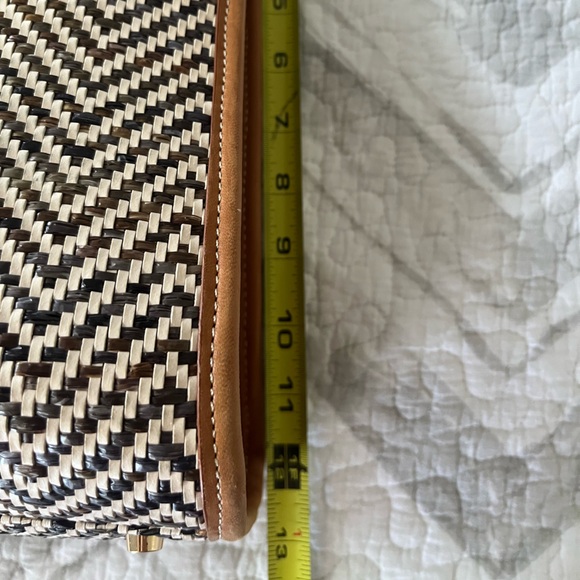 JMcLaughlin Brown and Cream Chevron Tote with Bamboo Handles & Crossbody strap - Picture 5 of 8